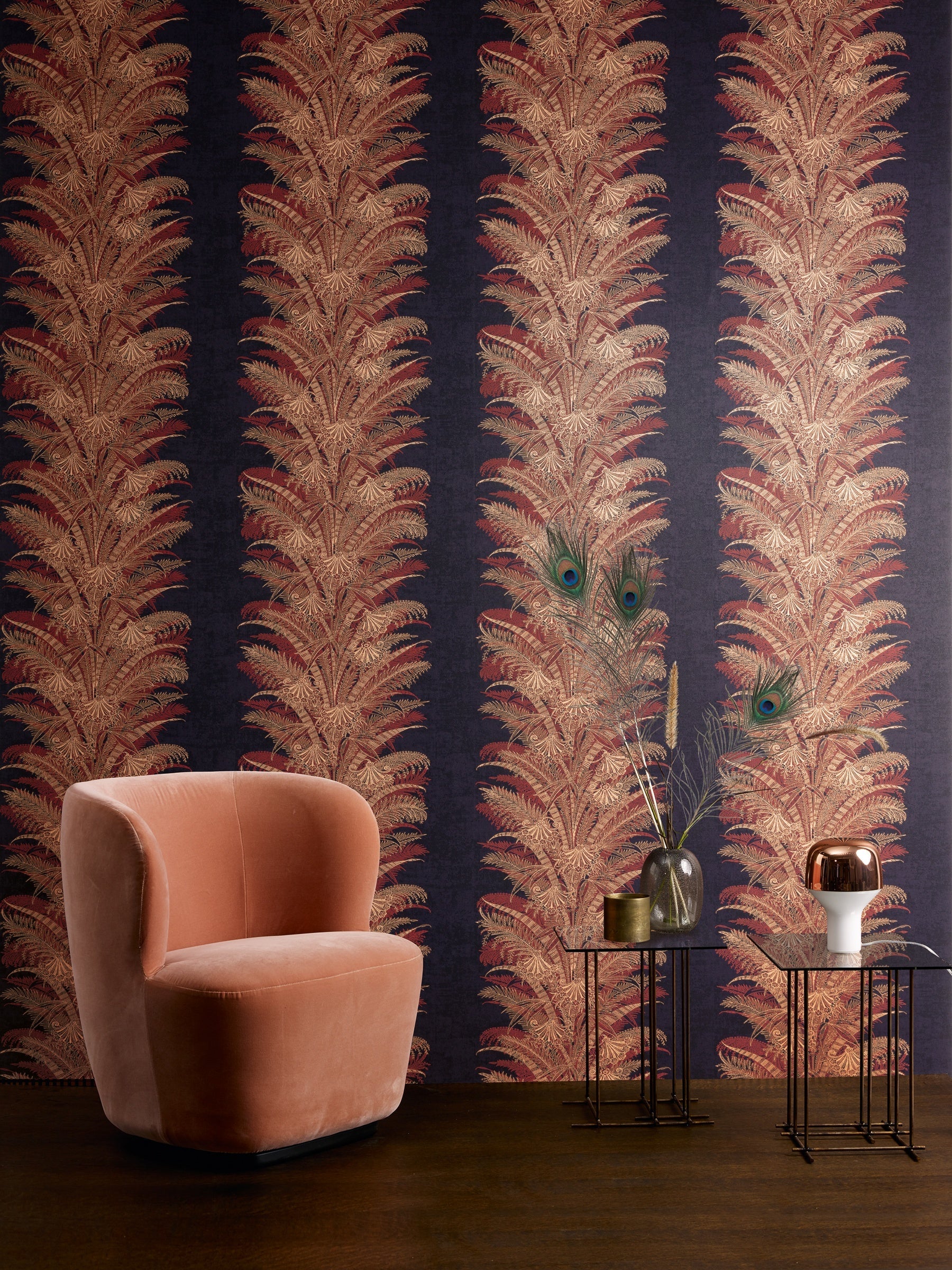 Masureel behang Verdura Burgundy in interieur