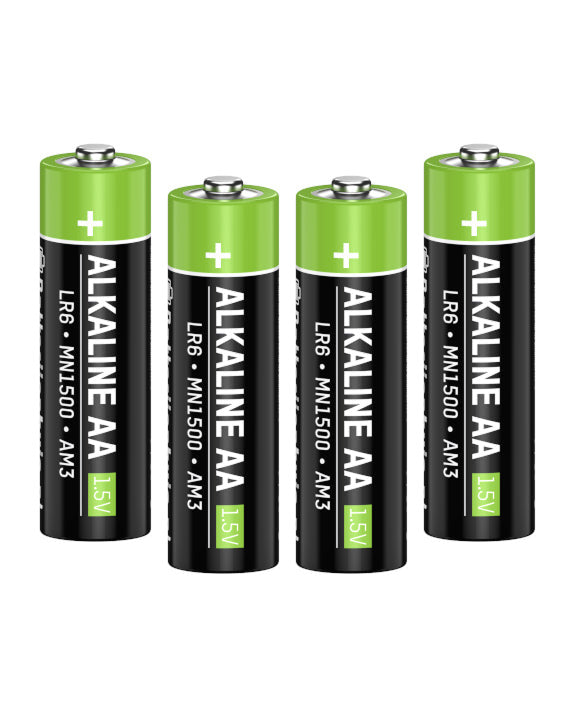 Vier alkaline AA-batterijen van 1,5 volt