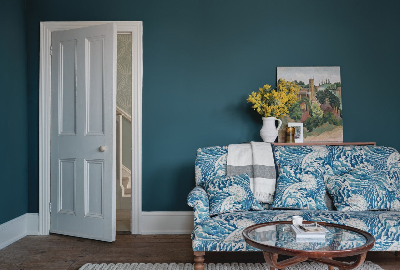 Farrow & Ball Coppice Blue (G9) in een interieur