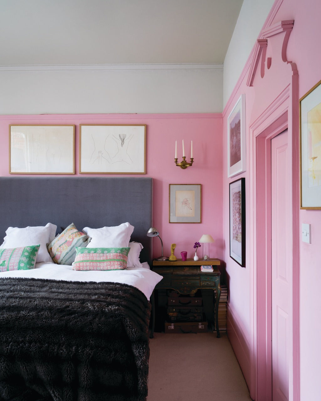 Farrow & Ball Nancy's Blushes (278) Tester in een interieur