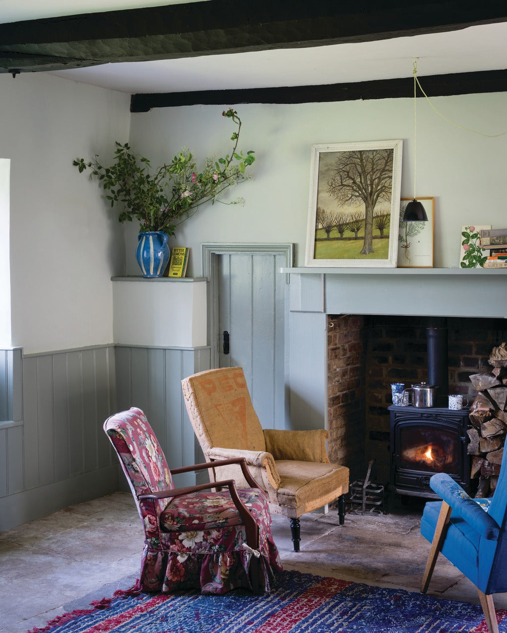 Farrow & Ball Pigeon (25) Tester in een interieur