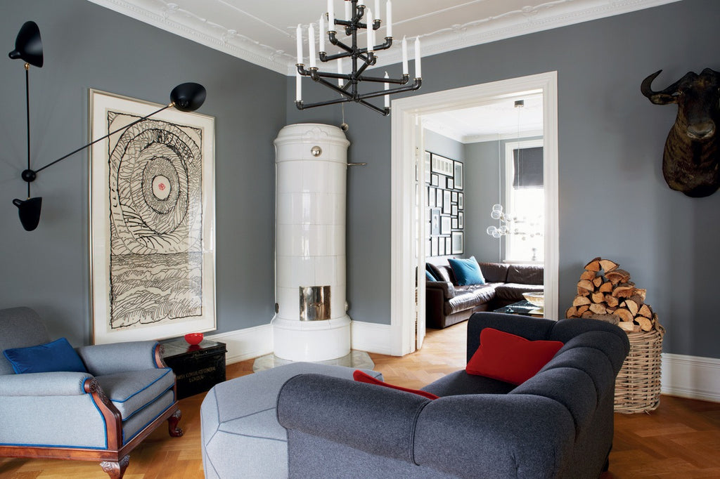 Farrow & Ball Plummet (272) Tester in een interieur