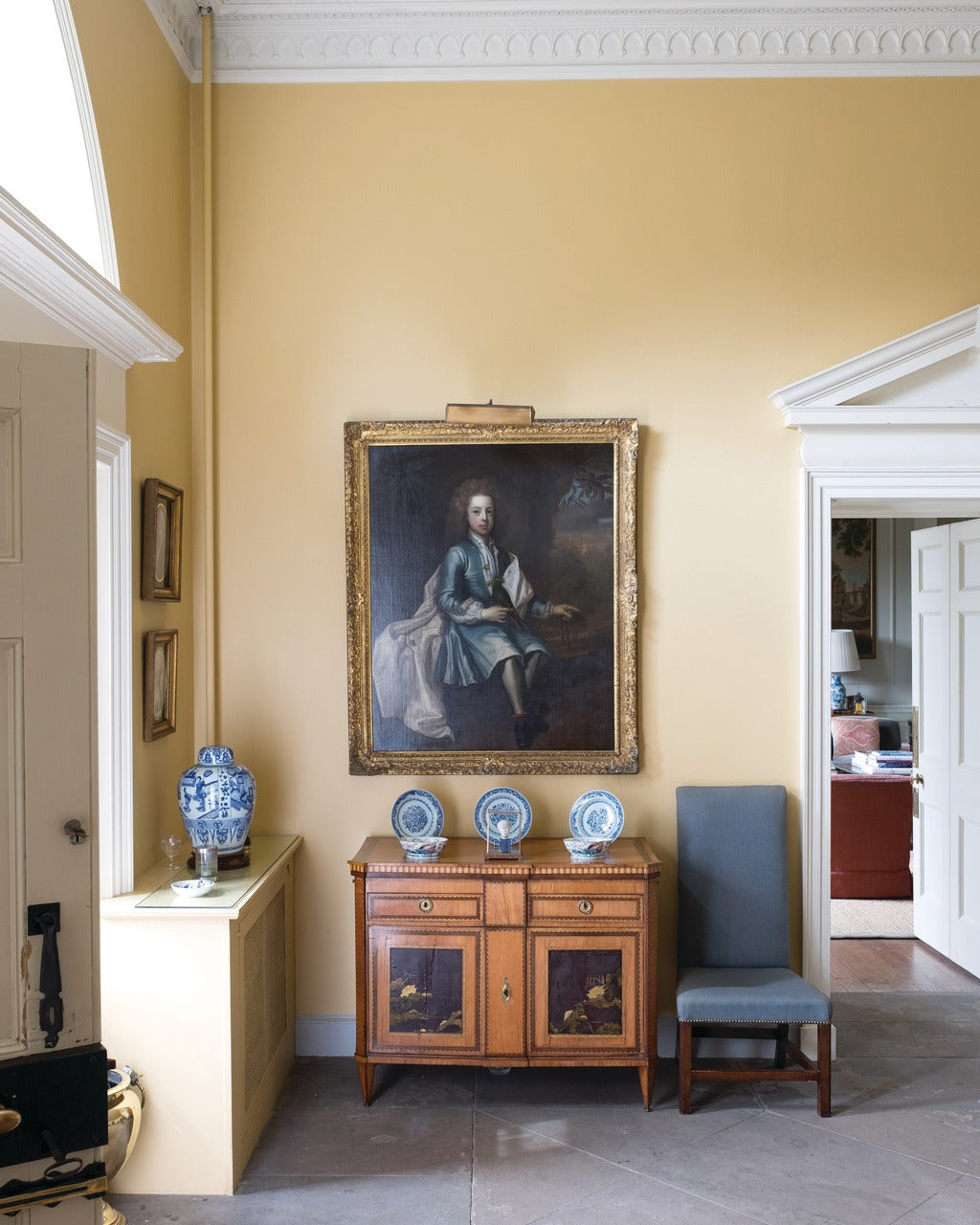 Farrow & Ball Slipper Satin (2004) Tester in een interieur