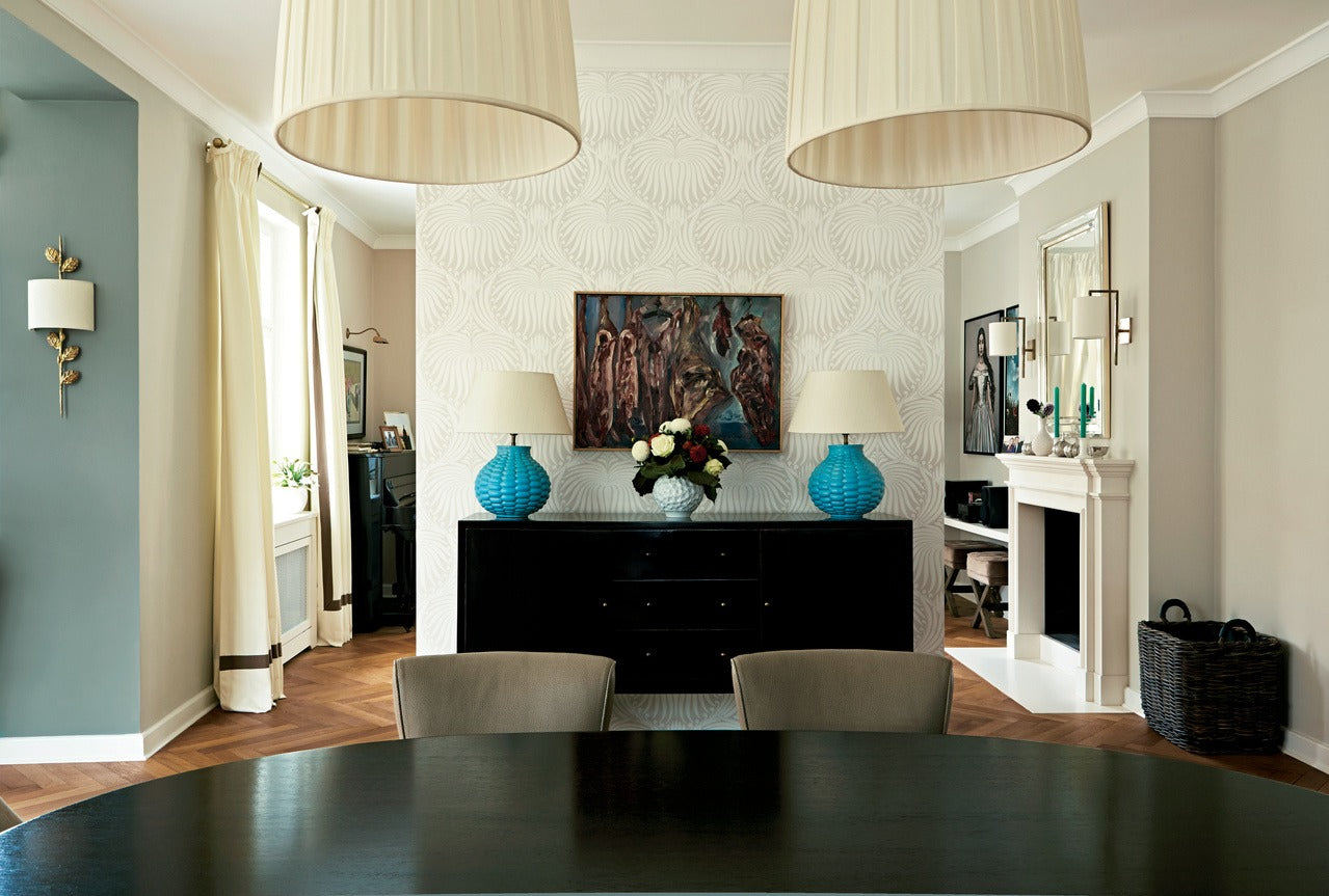 Farrow & Ball Shaded White (201) in een interieur