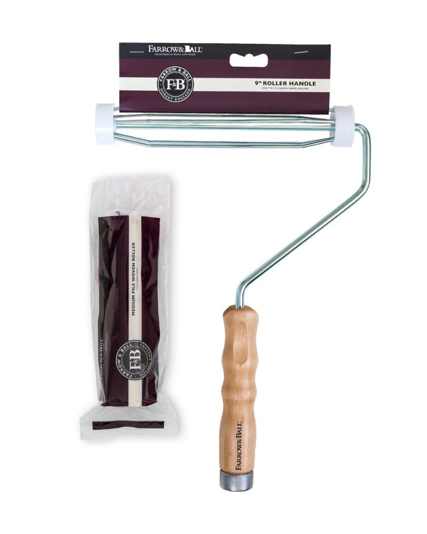 Farrow & Ball verfhouder van 22,9 cm met 9 inch rollerhandvat en vachtpatroon-roller voor muurverf