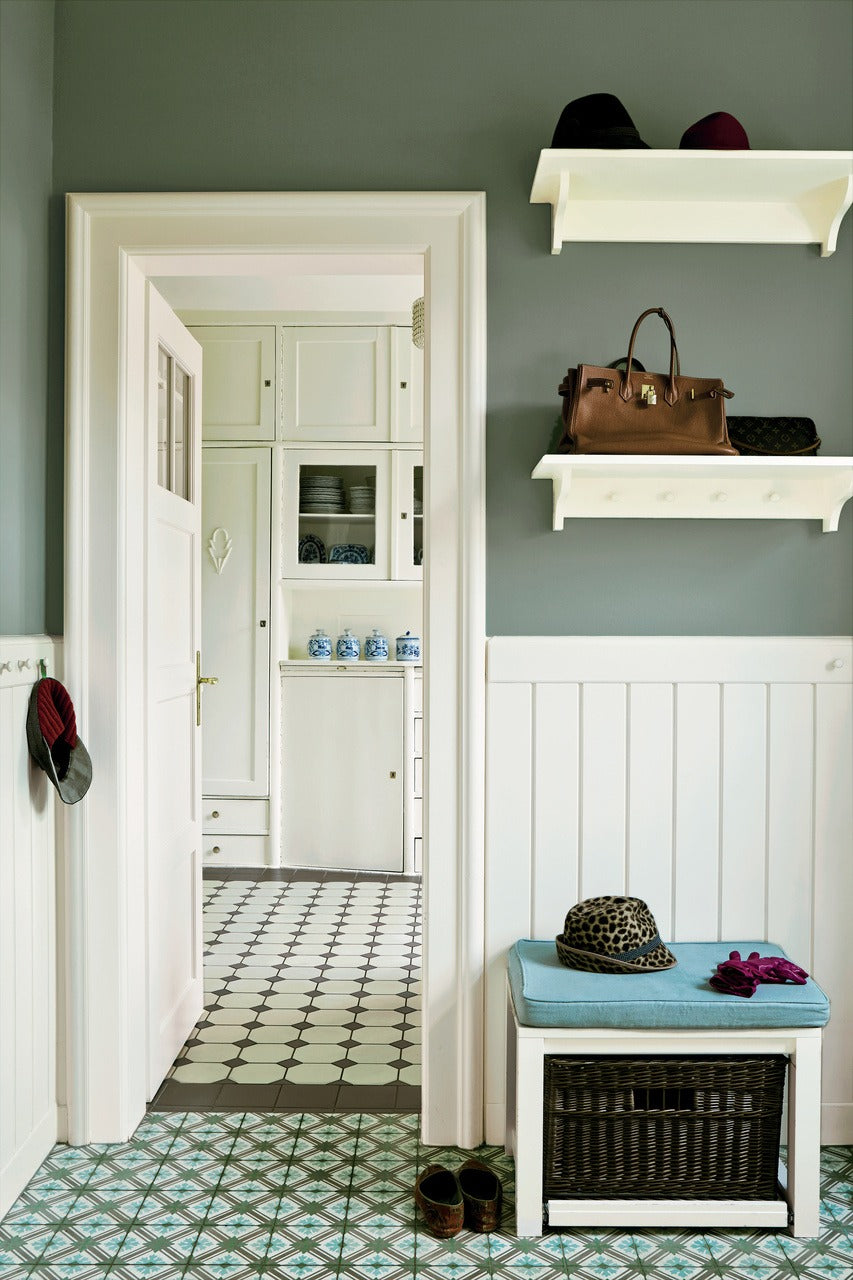 Farrow & Ball Wimborne White (239) Tester in een interieur