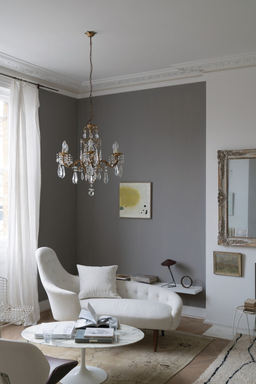Farrow & Ball Worsted (284) Tester in een interieur