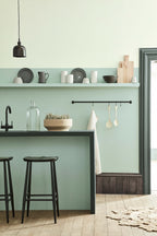 Little Greene Aquamarine Deep (198) - Tester in een interieur