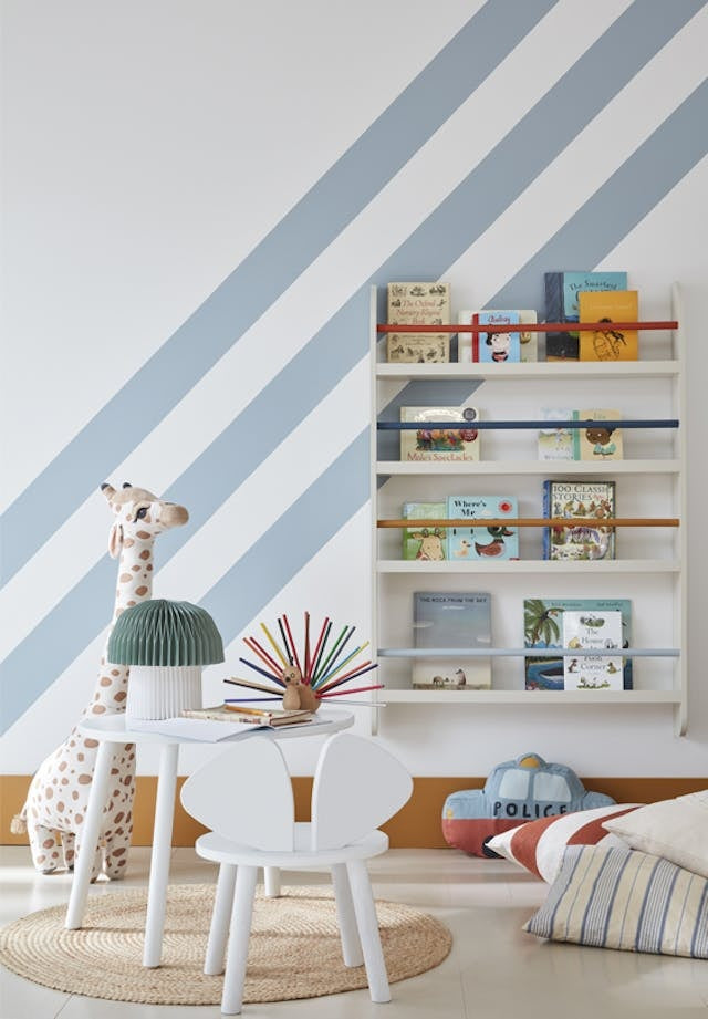 Little Greene Bone China Blue (107) - Tester in een interieur