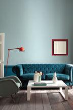 Little Greene Celestial Blue (101) - Tester in een interieur