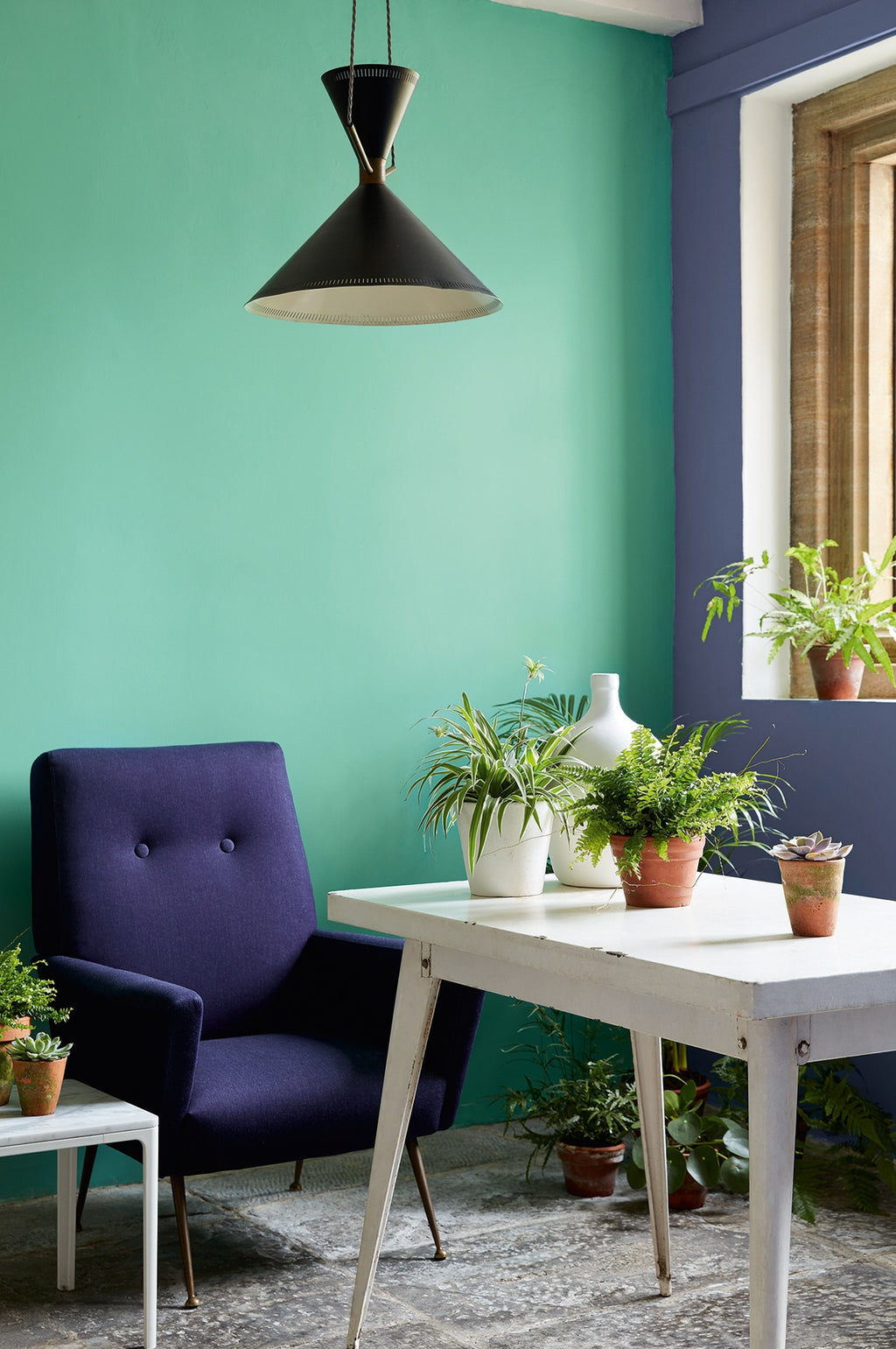 Little Greene Green Verditer (92) - Tester in een interieur