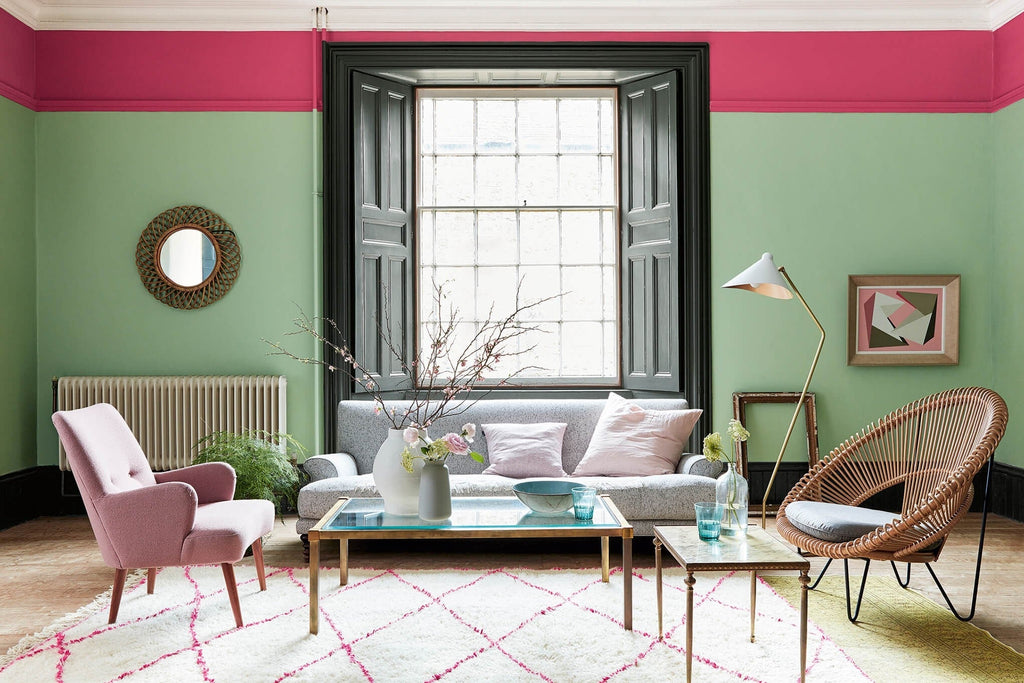Little Greene Pea Green (91) - Tester in een interieur