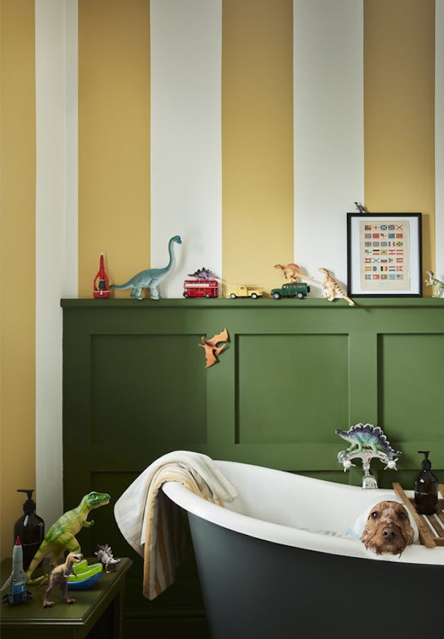 Little Greene Yellow-Pink (46) - Tester in een interieur