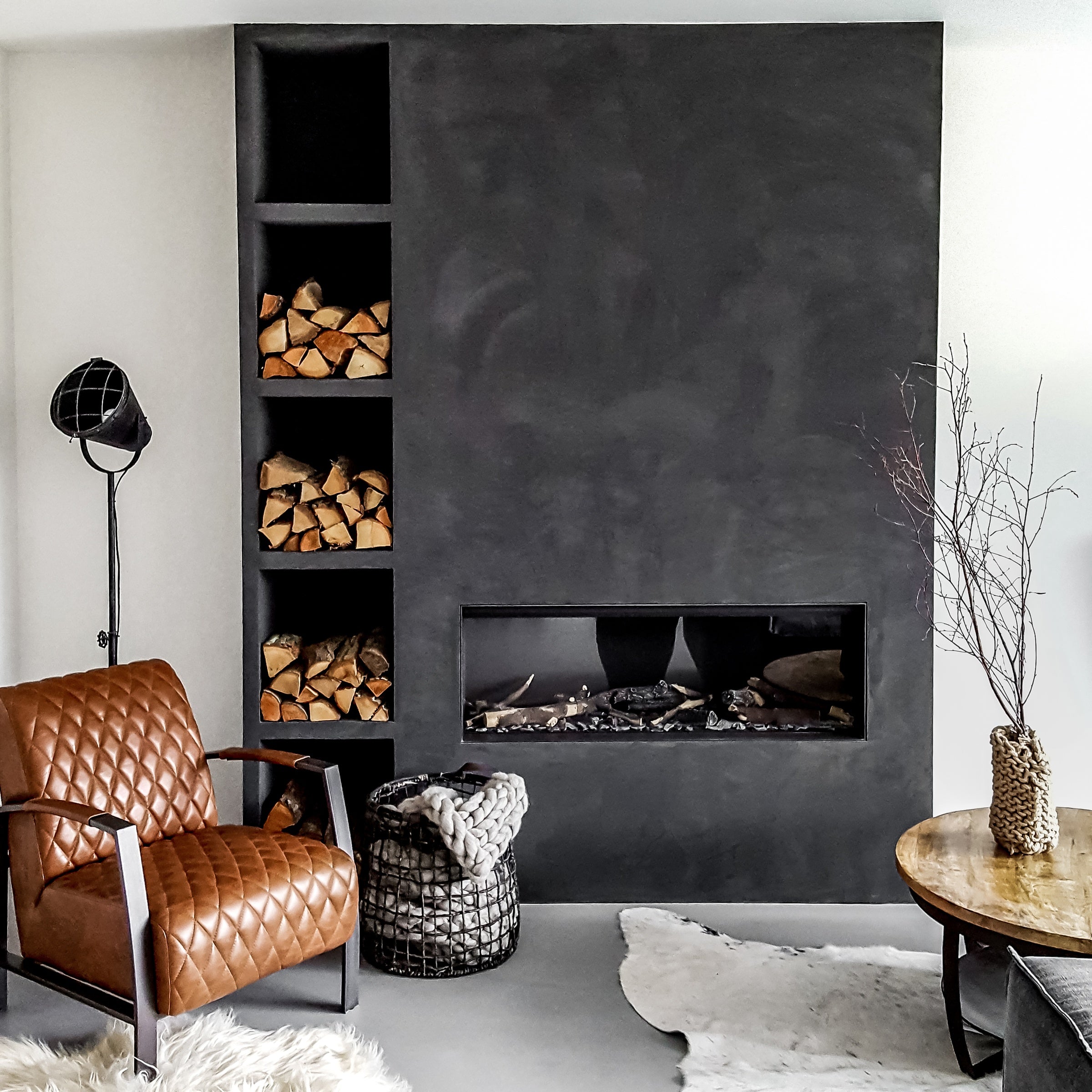 Pure & Original Slate Grey Marrakech Walls kalkstuc in interieur