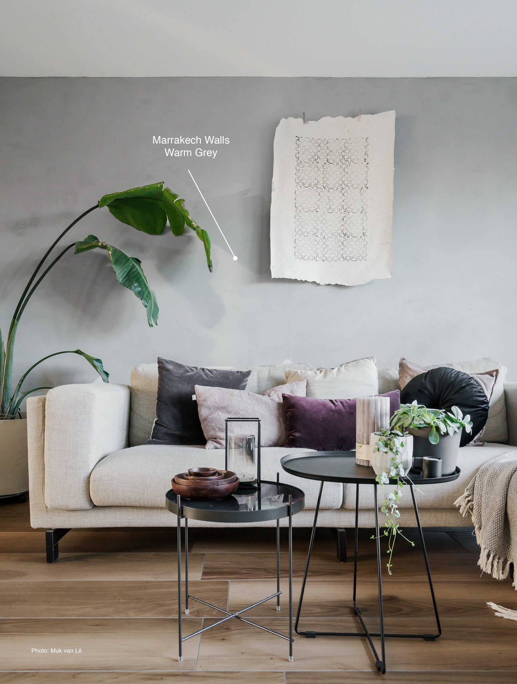 Pure & Original Warm Grey Marrakech Walls kalkstuc in interieur