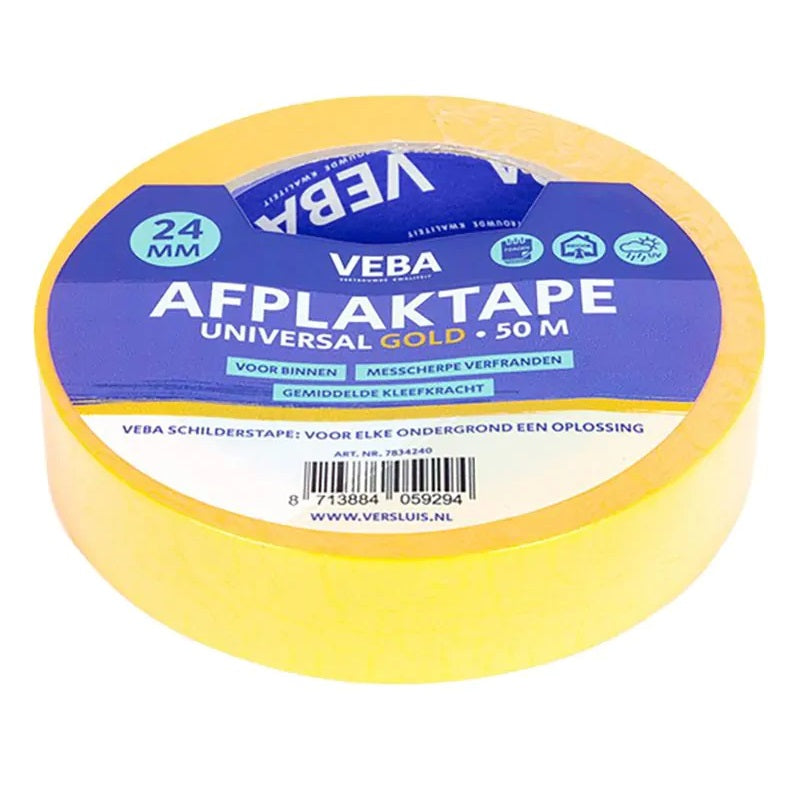 Afplaktape Goud - 24 mm x 50 m - Voor binnen- en buitengebruik