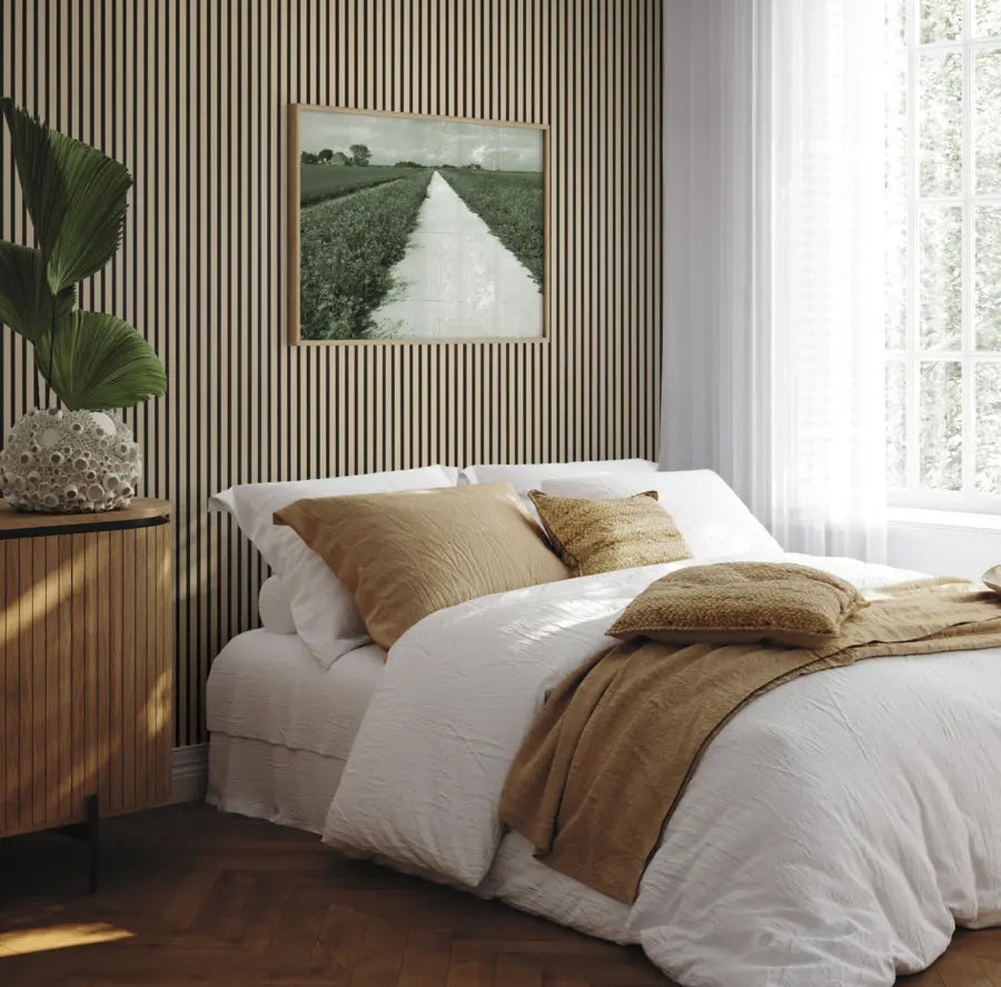 Akoestische panelen hout - Licht eiken beige (2 stuks)