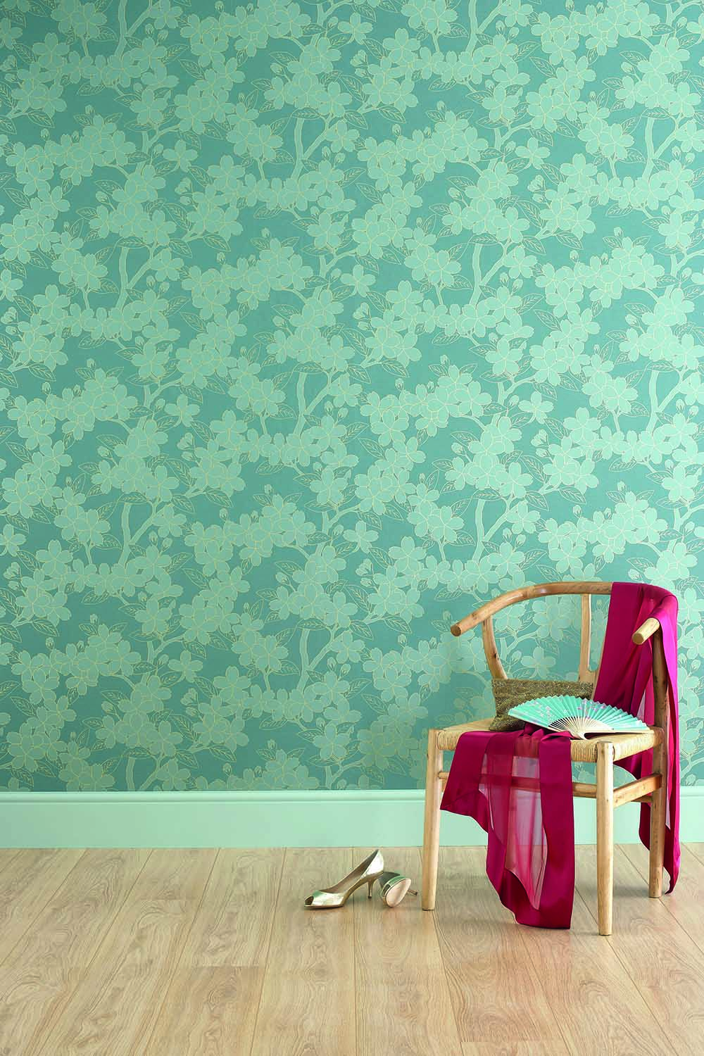 Little Greene 20th Century Papers Camellia Late 19th Teal