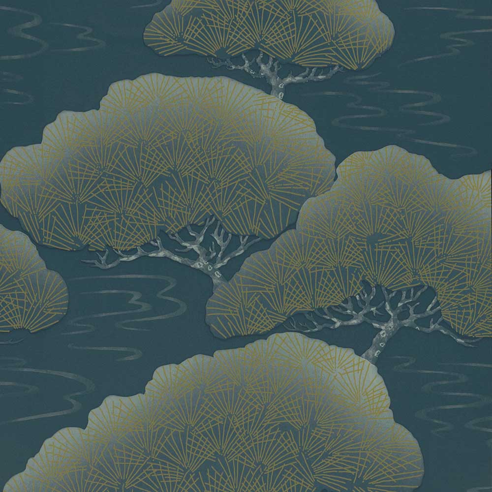 Little Greene 20th Century Papers Pines Early 19th Blue Pine