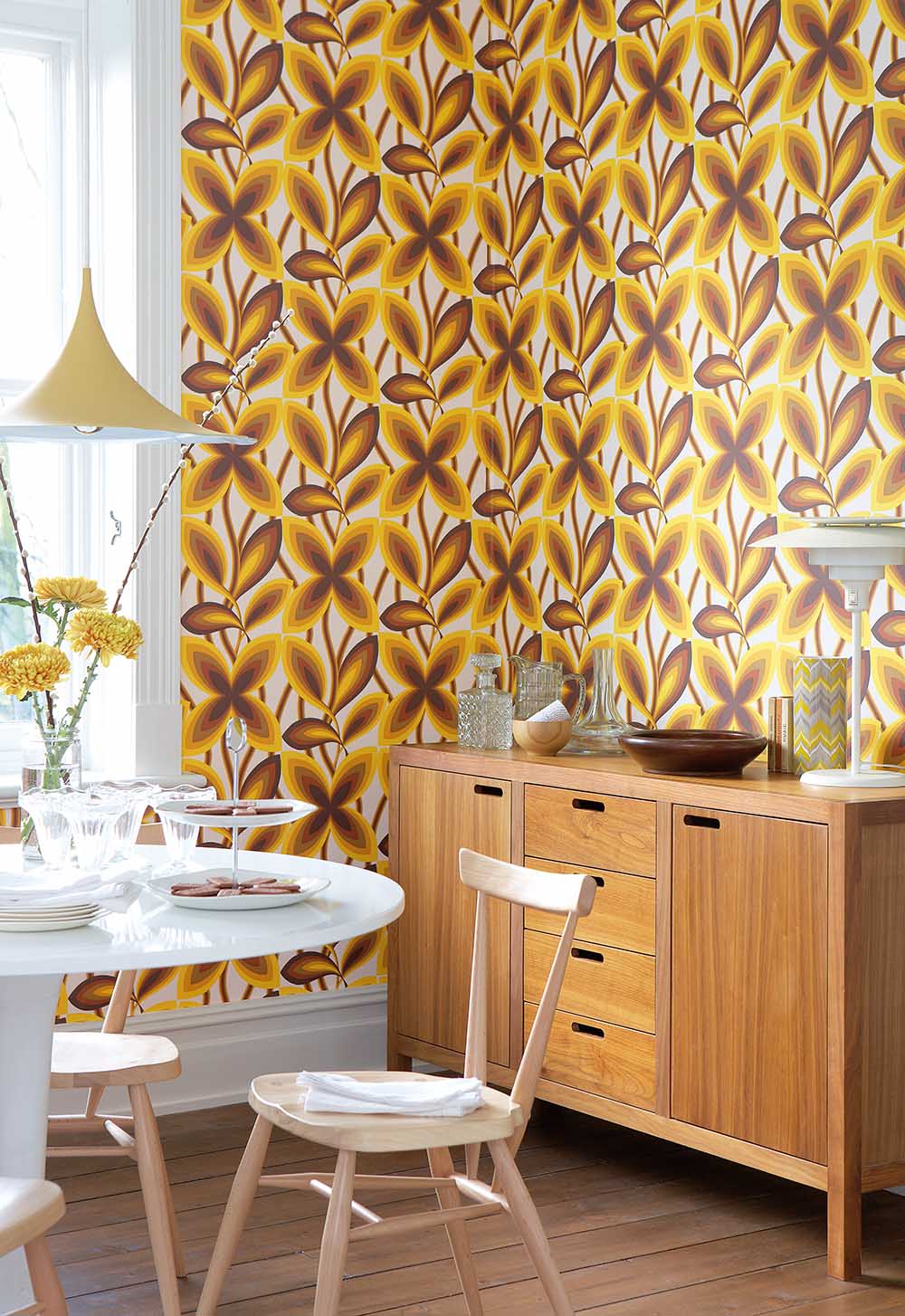 Little Greene 20th Century Papers Starflower 1967 Marigold