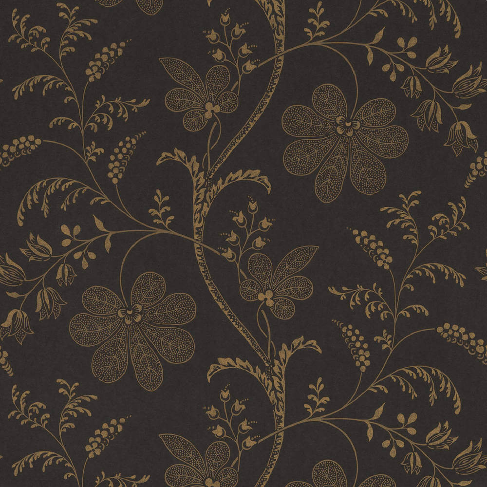Little Greene London Wallpapers V Bedford Sq Ebony Gold