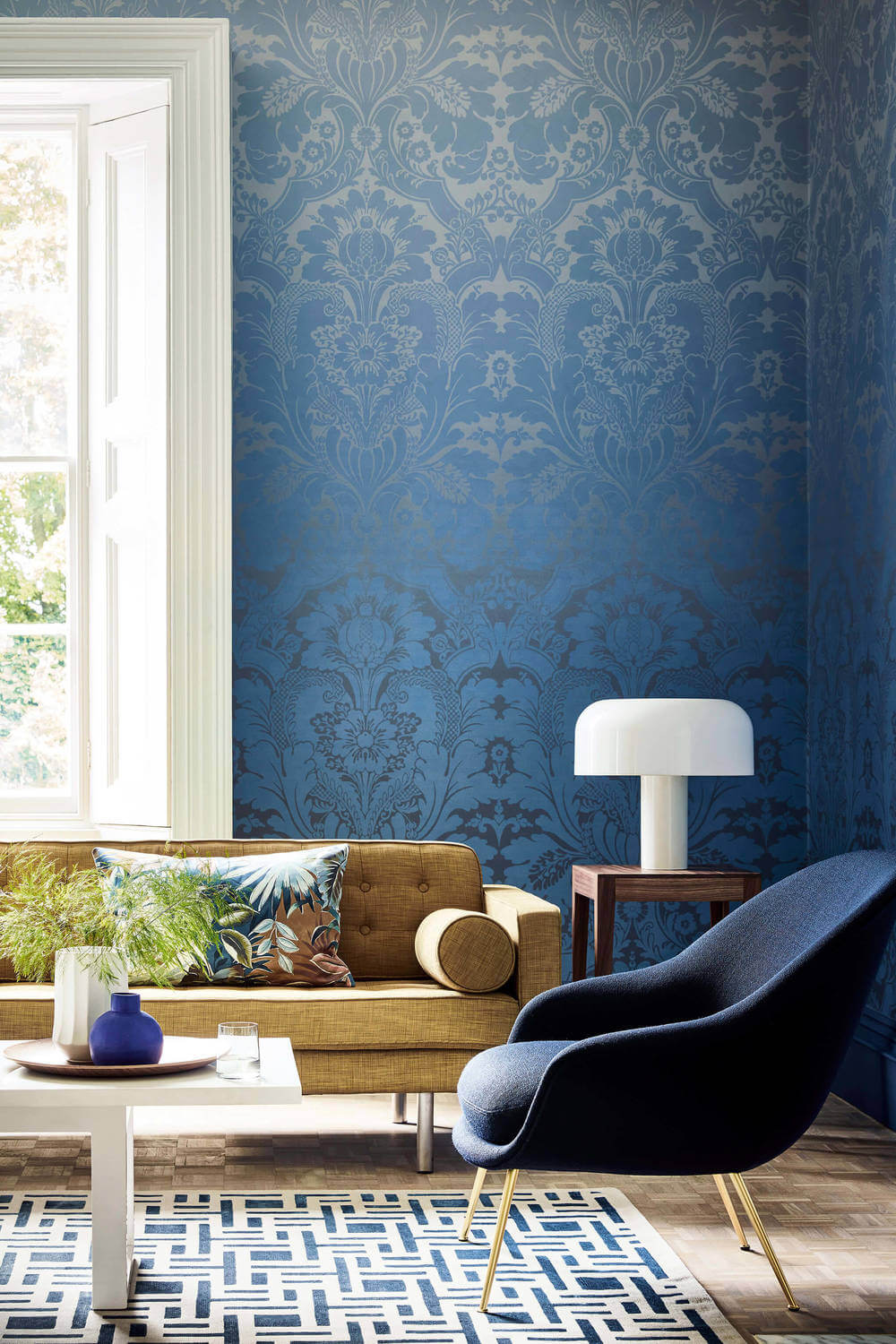 Little Greene London Wallpapers V St James Park Cobalt Fade