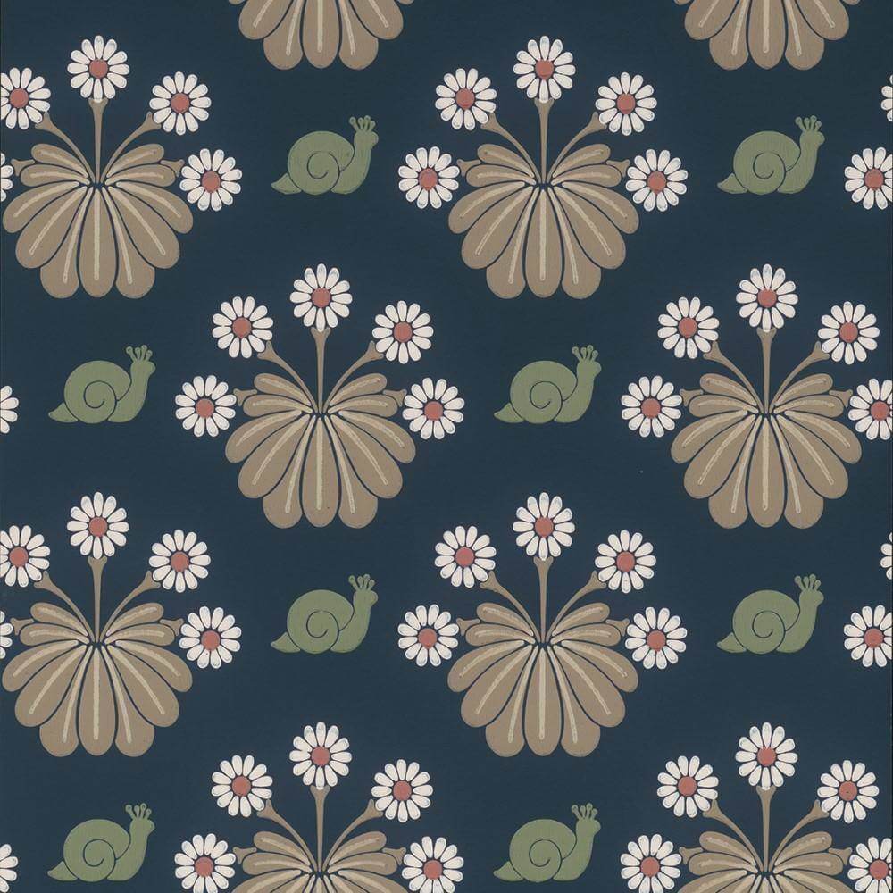 Little Greene National Trust Papers II Burges Snail Dark Blue