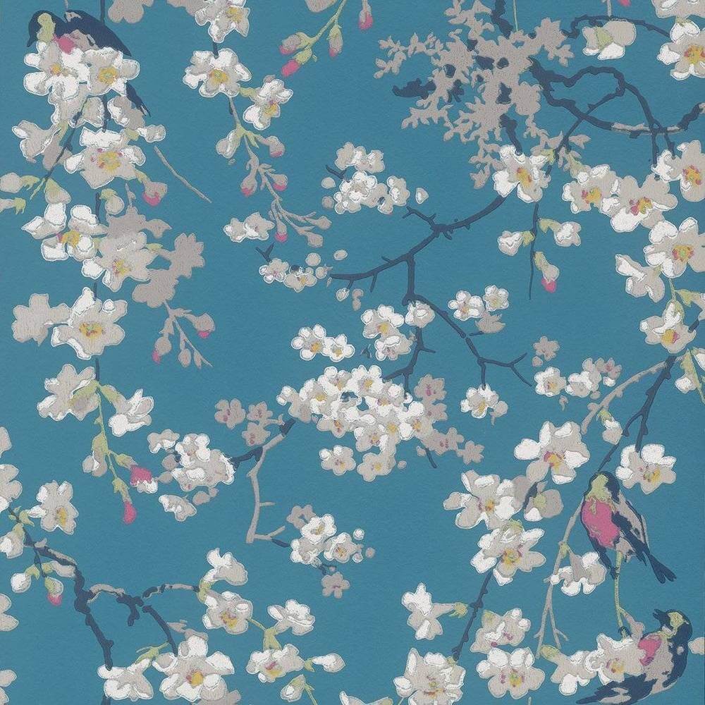 Little Greene National Trust Papers II Massingberd Blossom Deep Blue