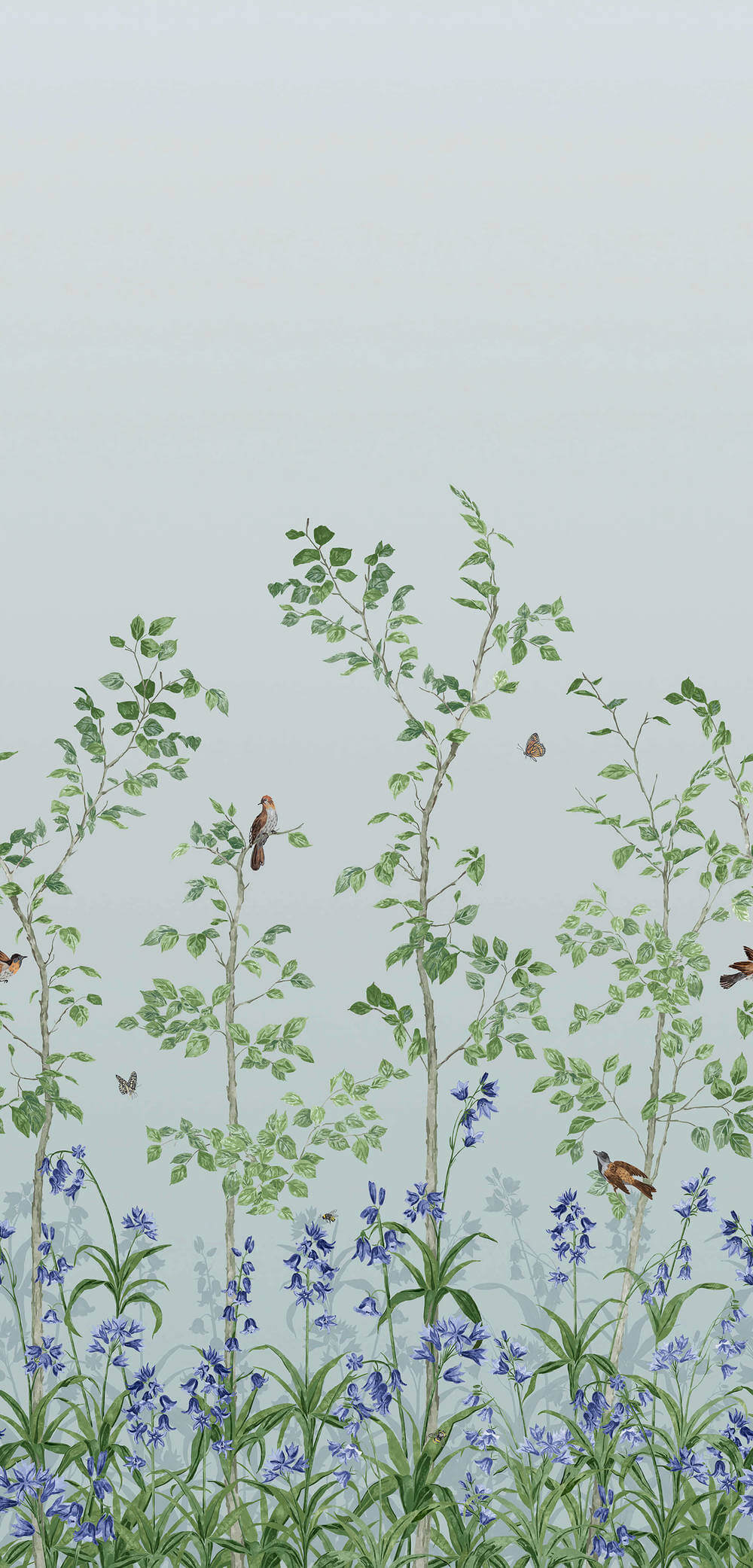 Little Greene National Trust Papers III Bird & Bluebell Celestial Blue