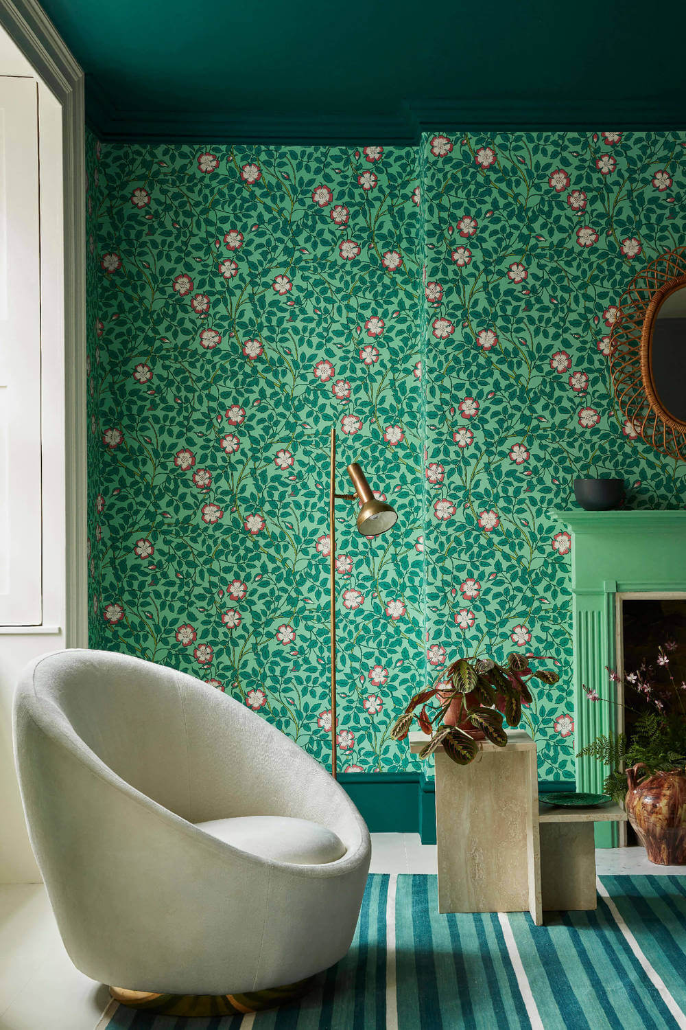 Little Greene National Trust Papers III Briar Rose Green Verditer