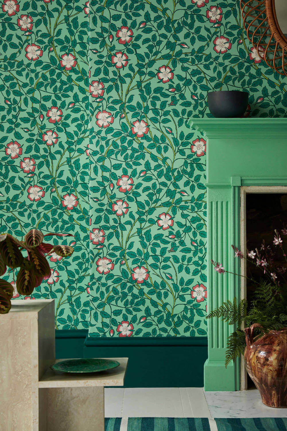 Little Greene National Trust Papers III Briar Rose Green Verditer