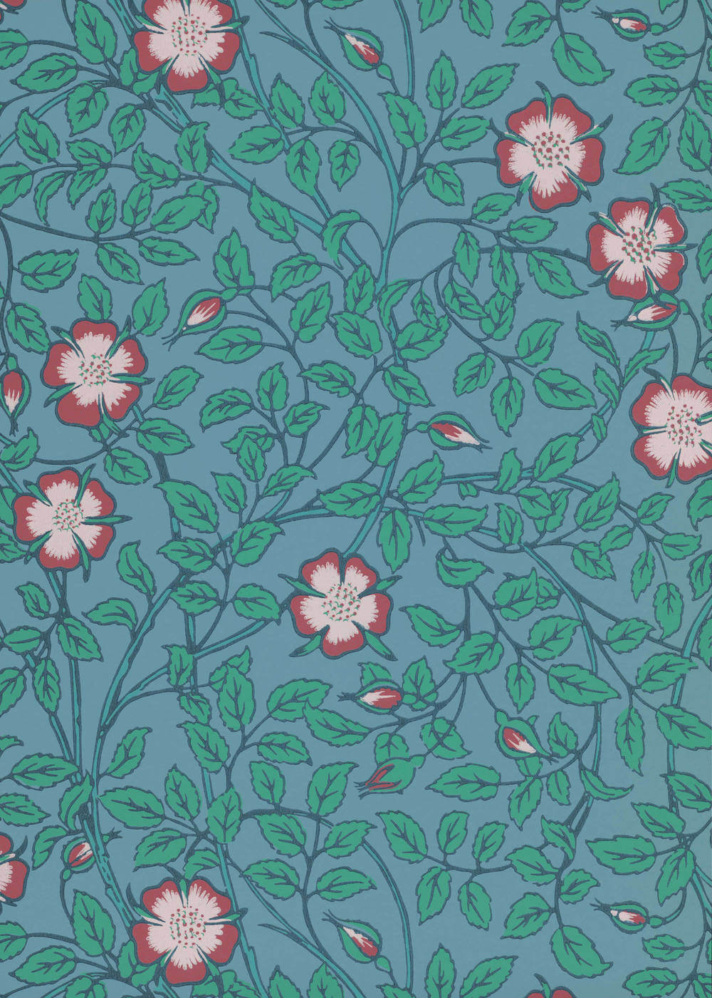 Little Greene National Trust Papers III Briar Rose Marine Blue