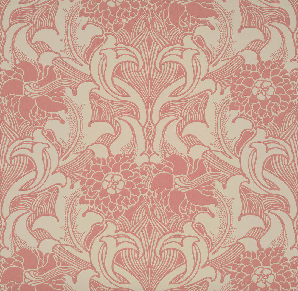 Little Greene National Trust Papers III Dahlia Scroll Carmine