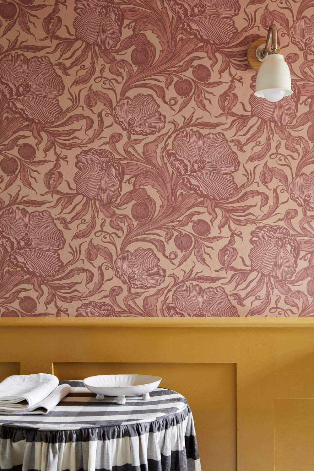 Little Greene National Trust Papers III Dahlia Scroll Carmine