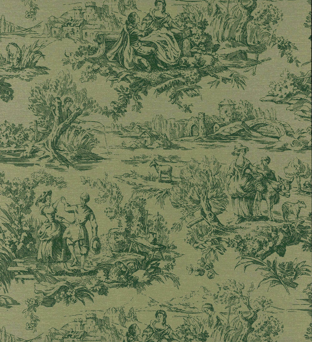 Staal Little Greene National Trust Papers III Lovers Toile Dark Brunswick Green