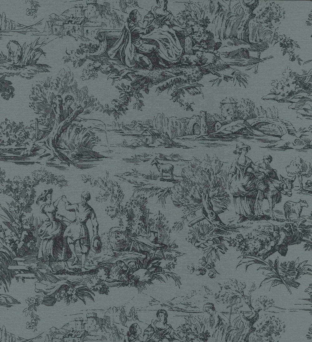 Little Greene National Trust Papers III Lovers' Toile Hicks' Blue