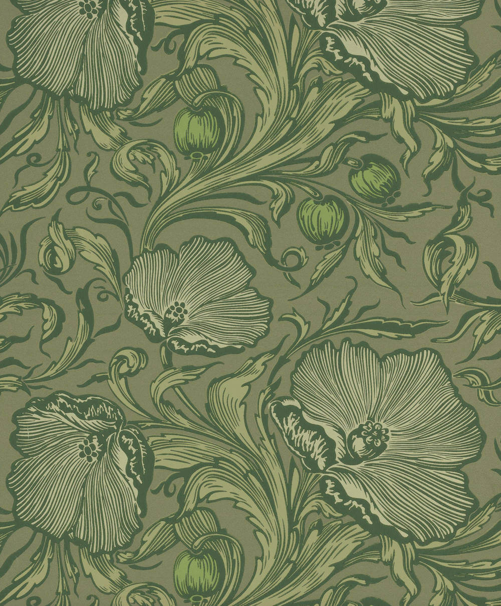 Staal Little Greene National Trust Papers III Poppy Trail Sage Green