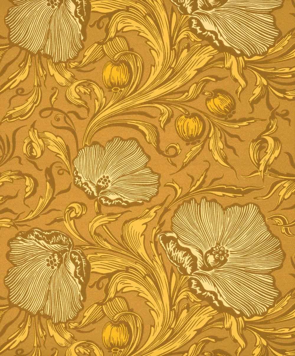 Staal Little Greene National Trust Papers III Poppy Trail Yellow Pink