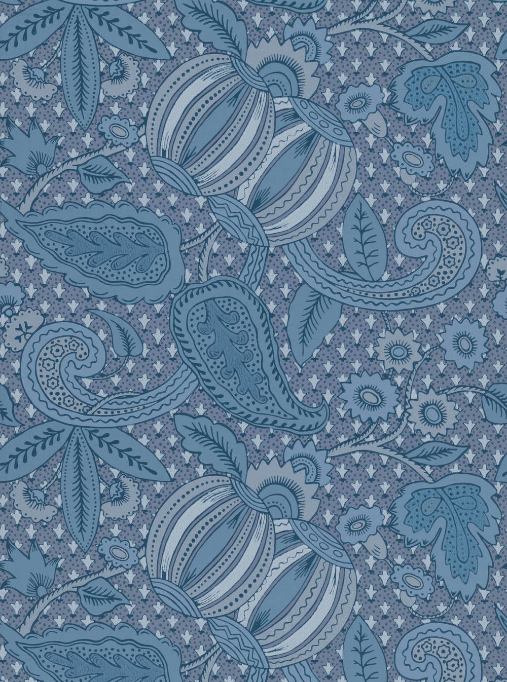 Little Greene National Trust Papers Pomegranate Blue Scale