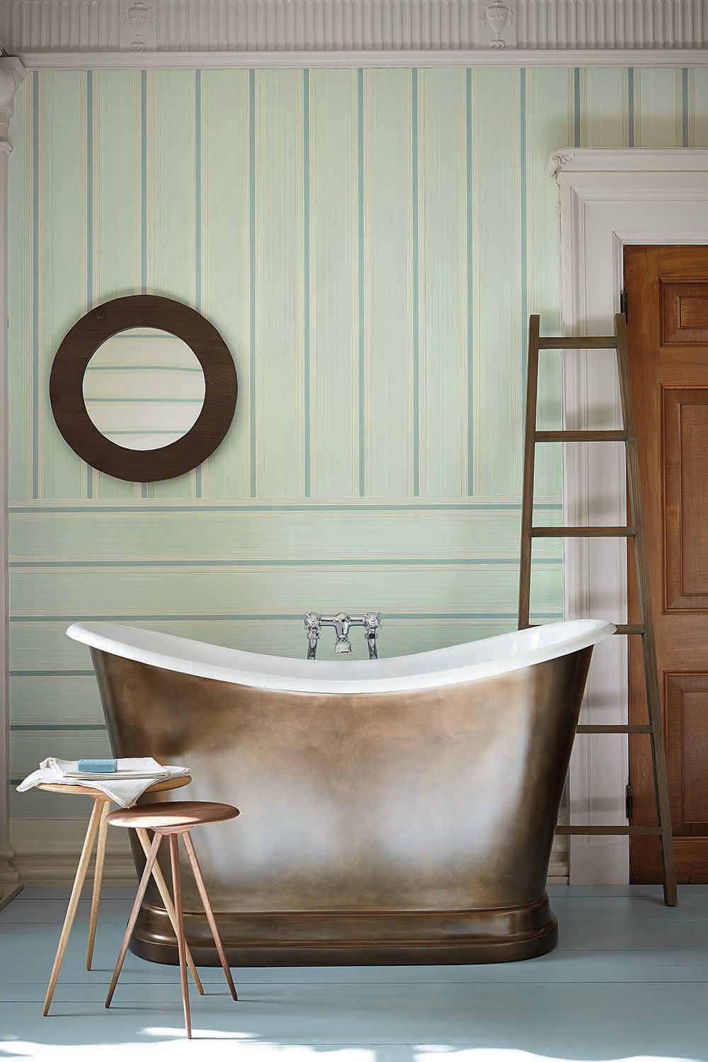 Little Greene Painted Papers Cavendish Stripe 1965 Brush Blue