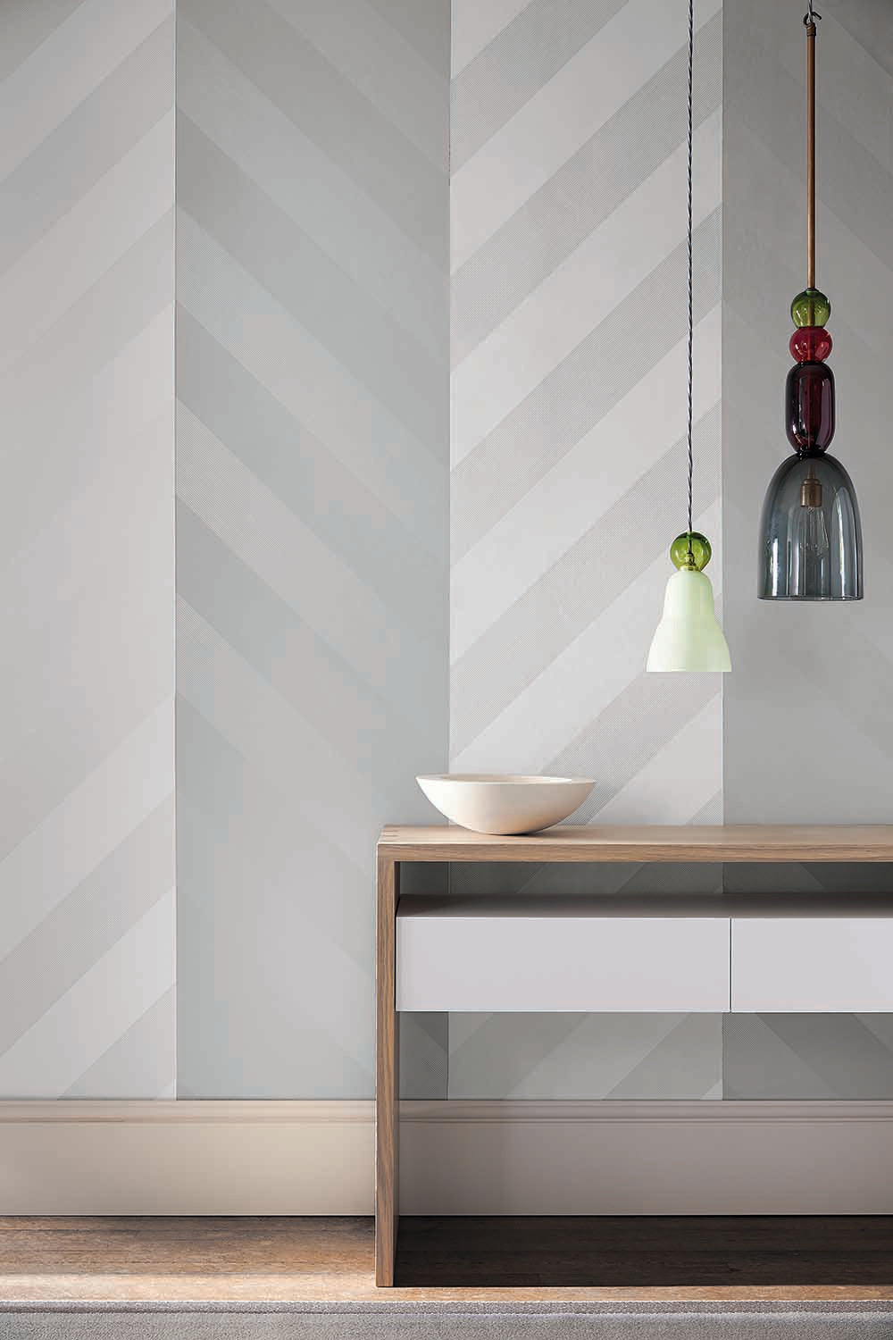 Little Greene Painted Papers Elephant Stripe 1850 Bright White