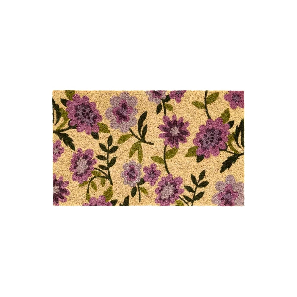 Hamat Ruco Print Flowers Purple - Kokosmat met bloemen - 45 x 75 cm