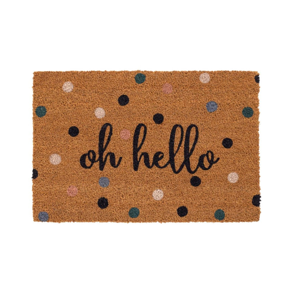 Hamat Ruco Print Oh Hello - Kokosmat met tekst en stippen - 40 x 60 cm