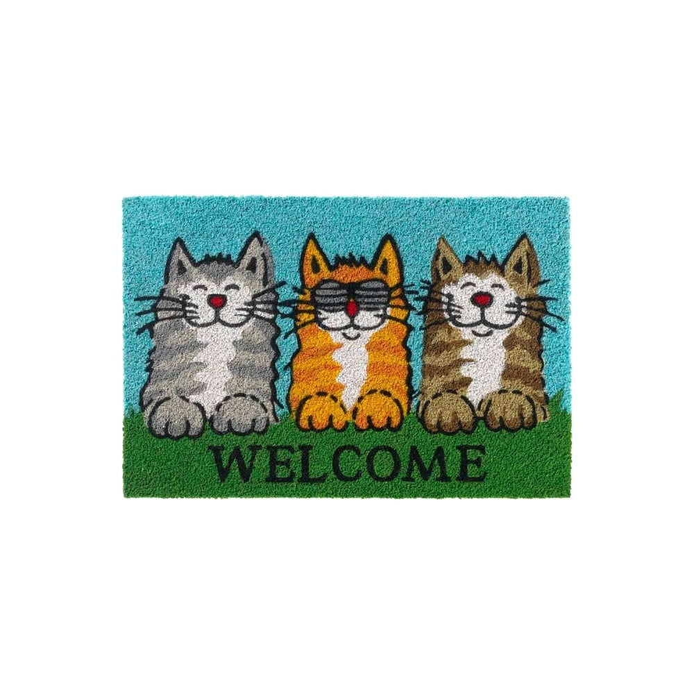 Hamat Ruco Print Welcome Cats - Kokosmat met tekst en katten - 40 x 60 cm
