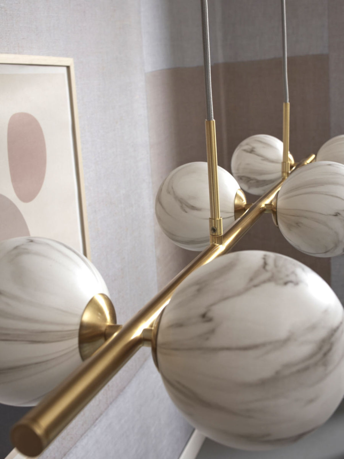 it's about RoMi Hanglamp Carrara 6-lamps - Goud - Getint glas