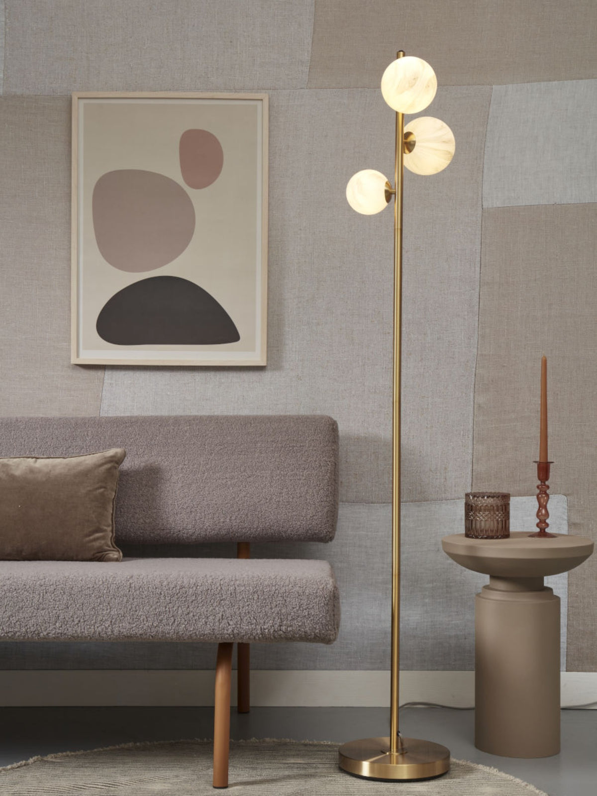 it's about RoMi Staande Lamp Carrara 3-lamps - Goud - Getint glas