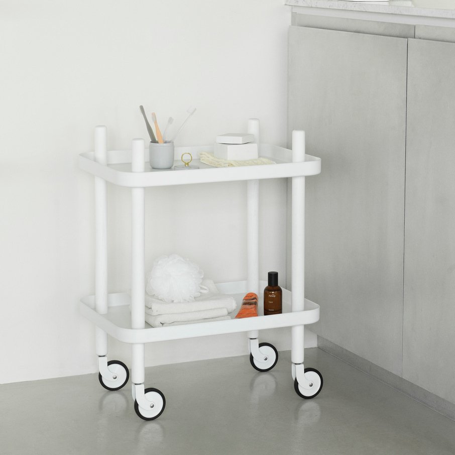 Normann Copenhagen Bijzettafel Block Trolley - Wit-Wit - Vierkant