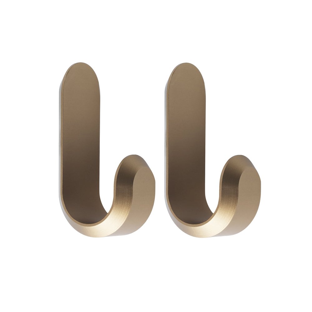 Normann Copenhagen Wandhaken Curve Mini Hooks - Mat Goud (2 stuks)