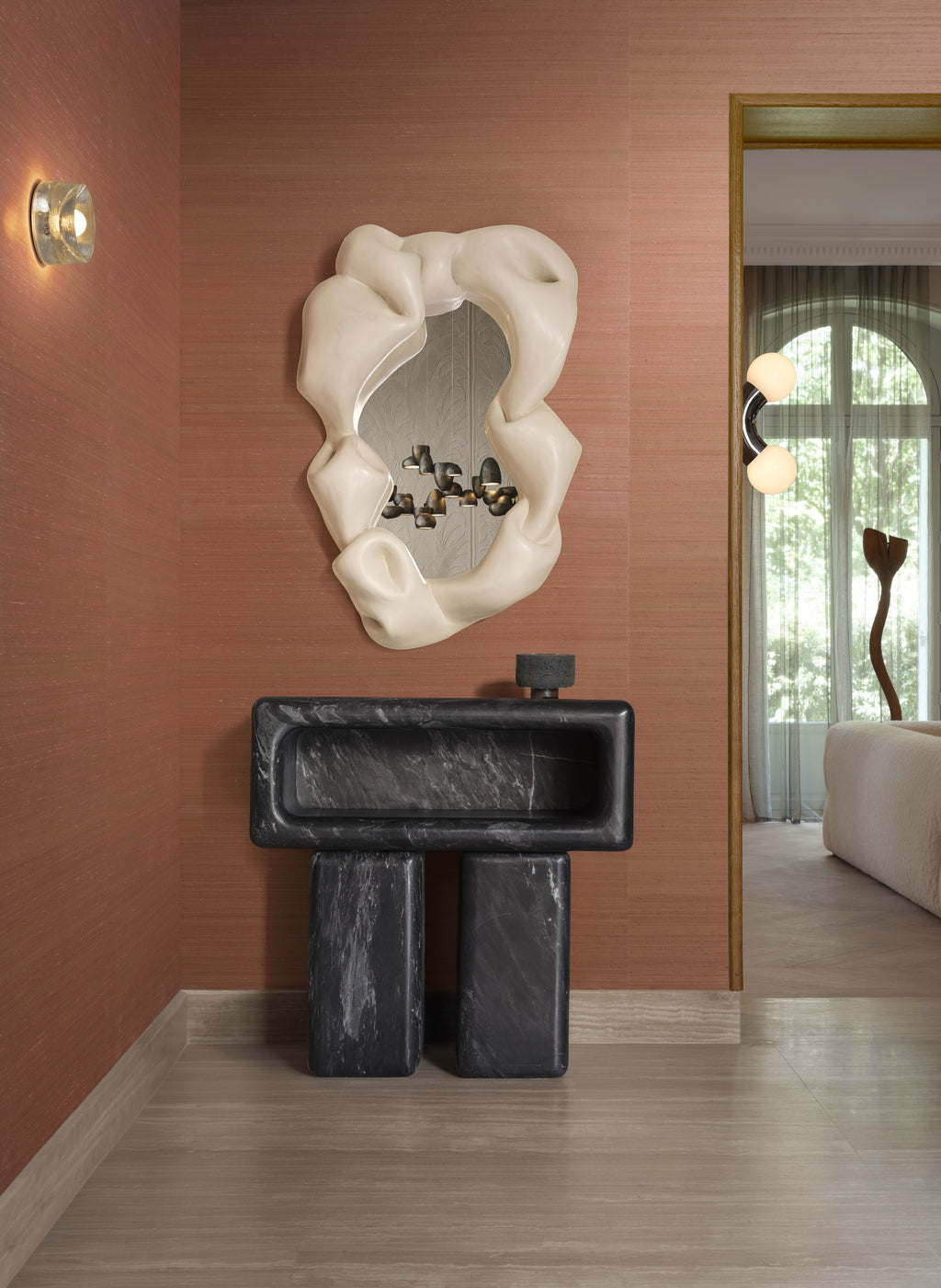 Arte Mysuru Mandya 35424 Peach behang in interieur