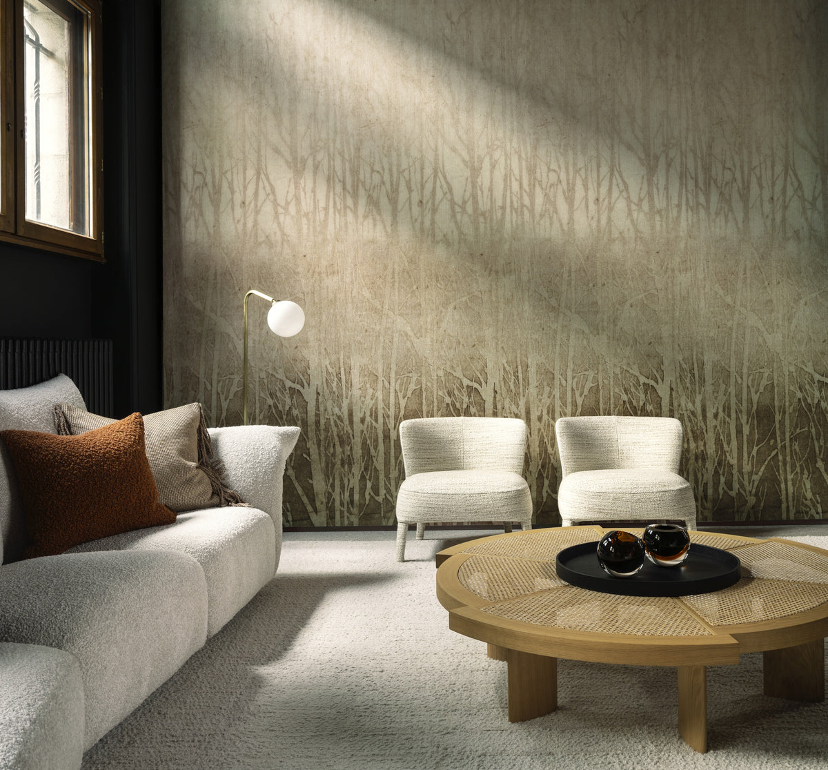 Arte Ombré Arbor 32372 Mocha fotobehang in interieur